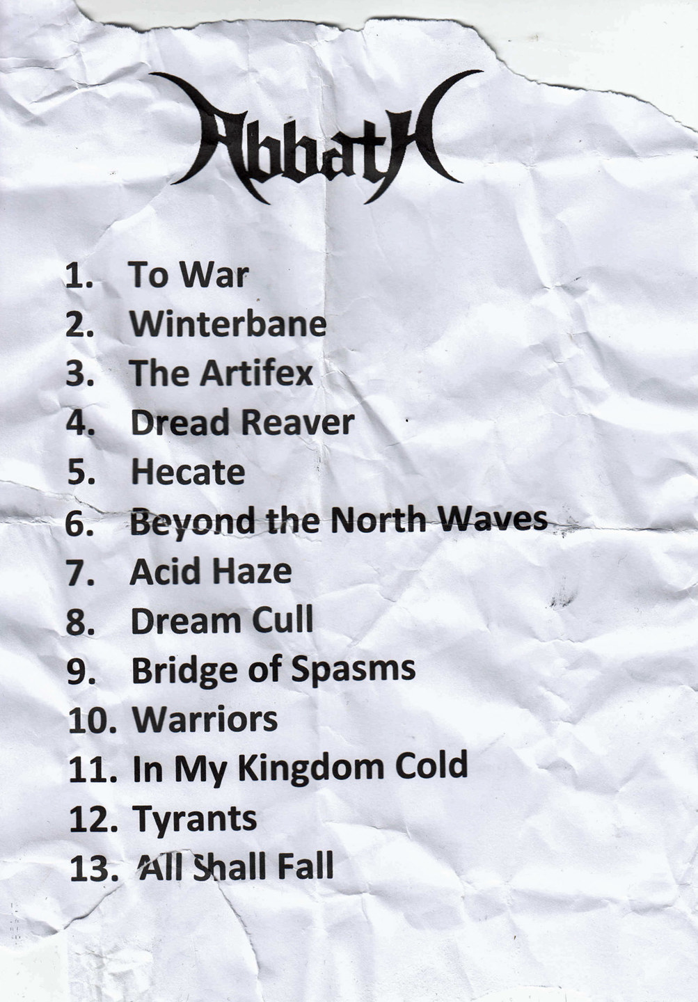 Abbath Setlist @ Amager Bio, Copenhagen, 2022-10-05