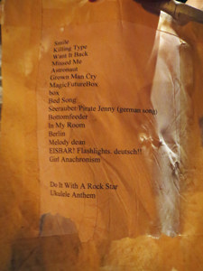 Amanda Palmer & The Grand Theft Orchestra @ C-Club, Berlin, 2012-10-28, setlist